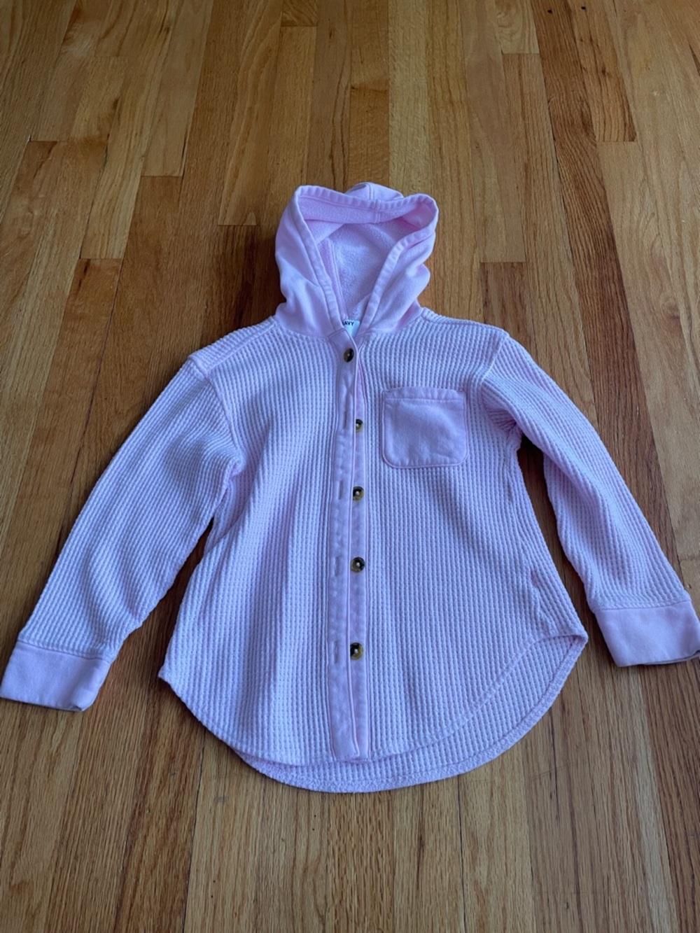 Girls Waffle Knit Hooded Shirt